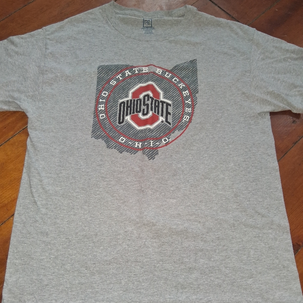 Pro Edge Ohio State Buckeyes Gray and Red Graphic Tee